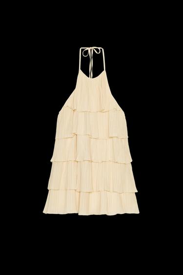 RUFFLED HALTER DRESS - Yellow by Zara - Image 0