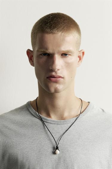 FAUX PEARL CORD NECKLACE - Leather by Zara - Image 0