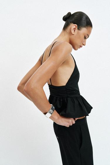 TOP HALTER PÉPLUM - Noir de Zara - Image 2