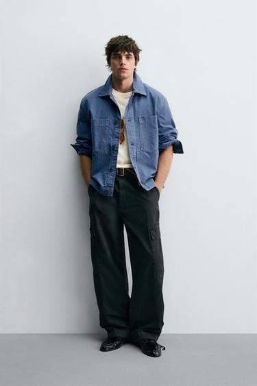 BLOUSON REGULAR FIT À POCHES - Bleu de Zara