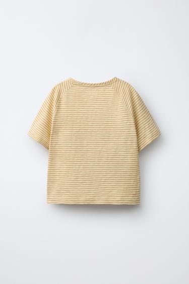 STRIPED RAGLAN SLEEVE T-SHIRT - Yellow by Zara - Image 1