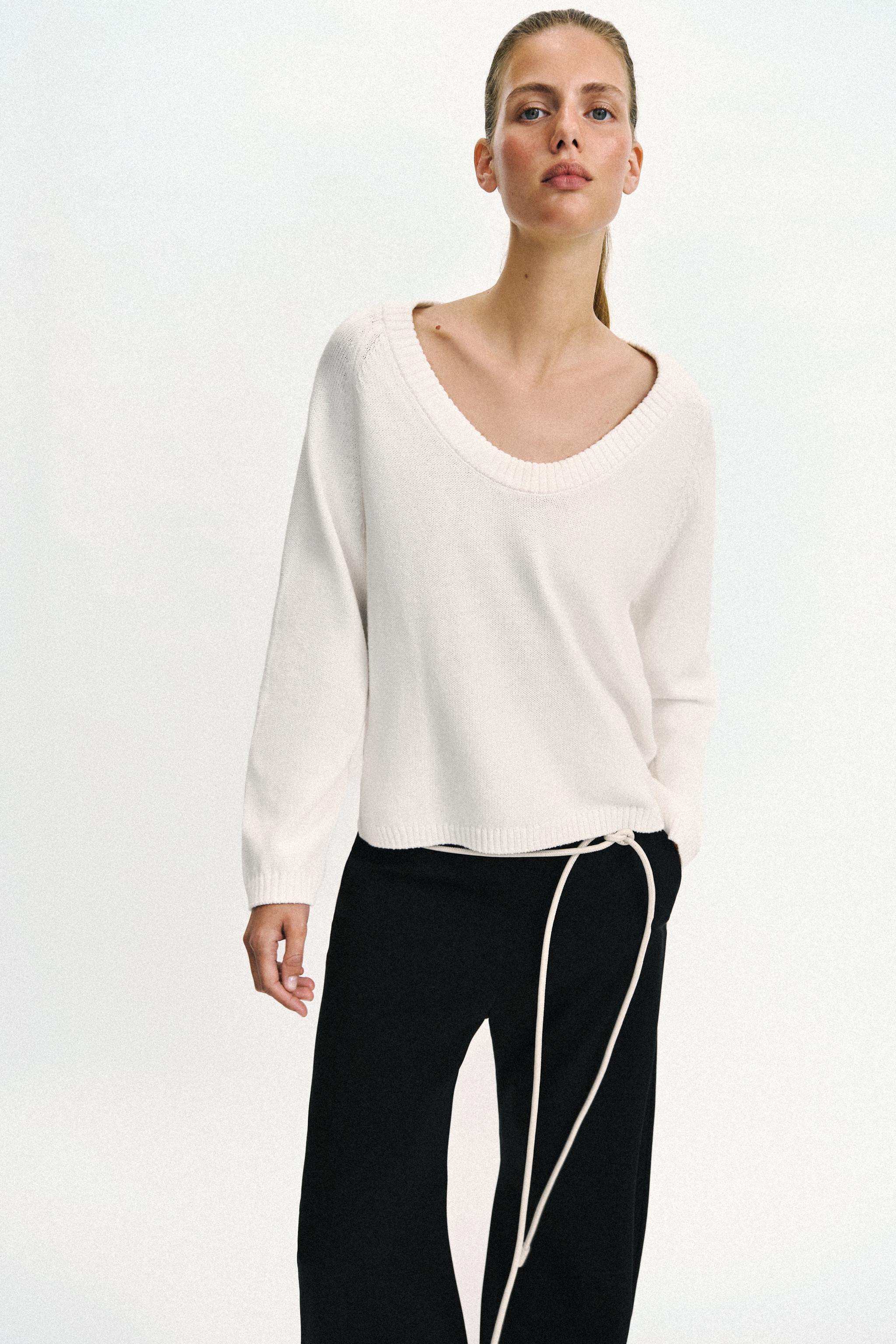 ROUND NECK KNIT JUMPER — White