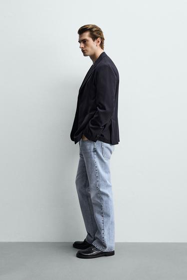 RELAXED FIT TEXTURED BLAZER - Navy blue by Zara - Image 3