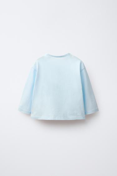PLAIN LONG SLEEVE T-SHIRT - Blue by Zara - Image 1