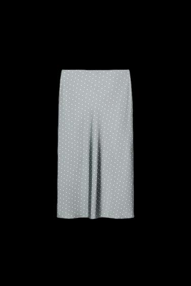 FALDA MIDI SATINADA - Azul / Blanco de Zara