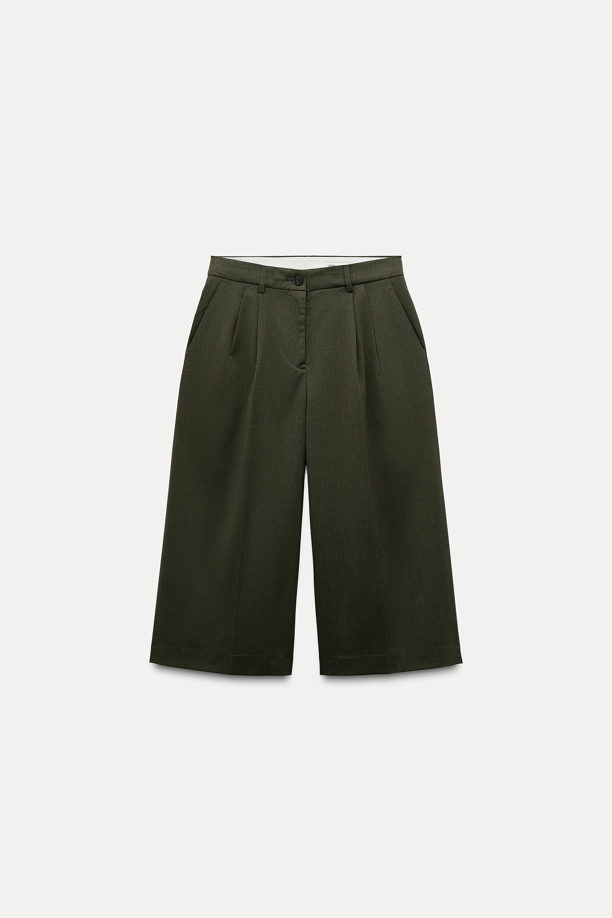 ダーツ入りロング丈バミューダパンツ ZW COLLECTION - カーキ