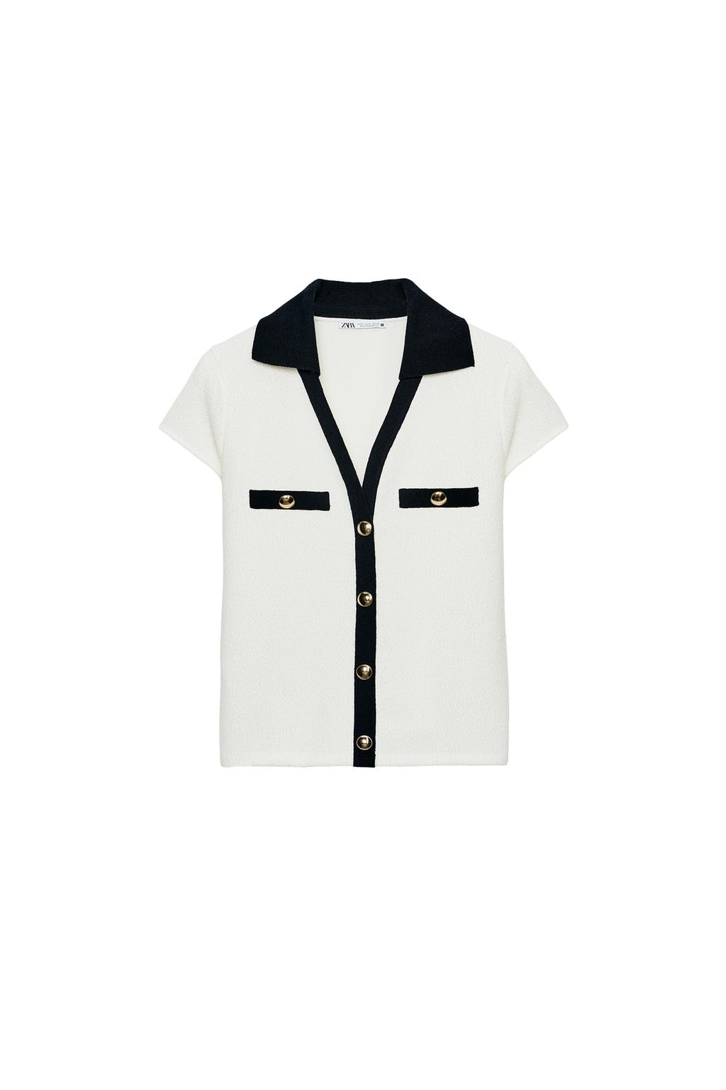 TEXTURED POLO COLLAR TOP - image 3
