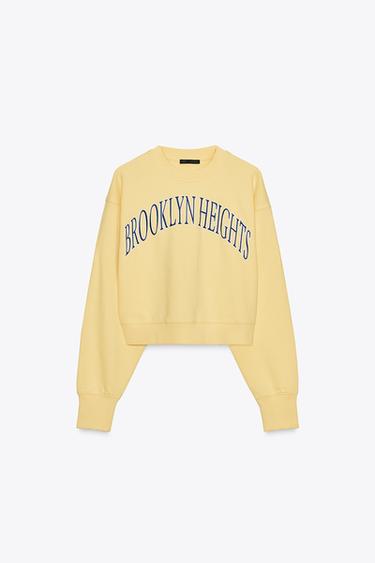 SWEATSHIRT AUS JERSEY MIT GESTICKTEM SCHRIFTZUG - Gelb von Zara