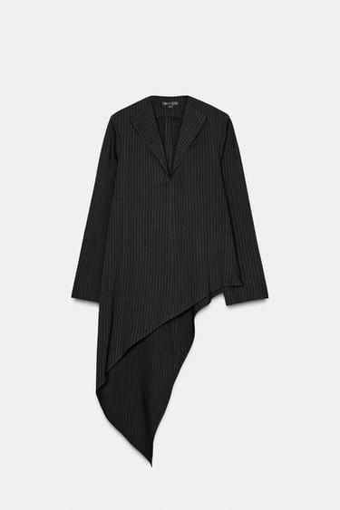 Zara ZW COLLECTION ASYMMETRIC STRIPED TOP - Navy blue