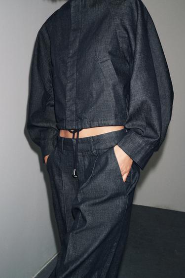 ZW COLLECTION PUFF DENIM BOMBER JACKET - Blue by Zara