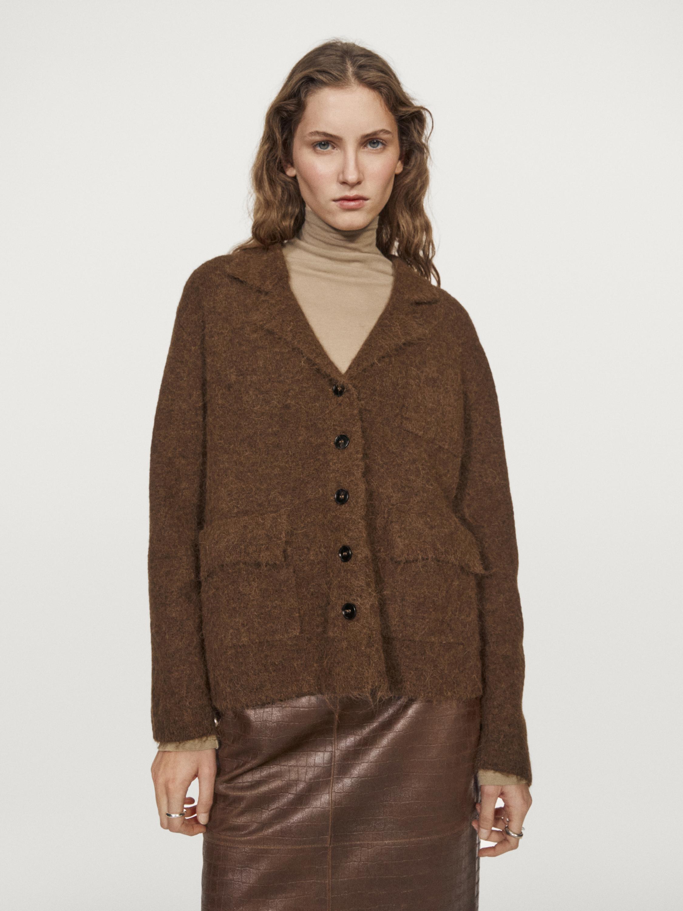 Alpaca blend knit cardigan with pockets