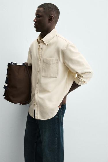 CONTRAST STITCHING OVERSHIRT - Ecru by Zara - Image 4