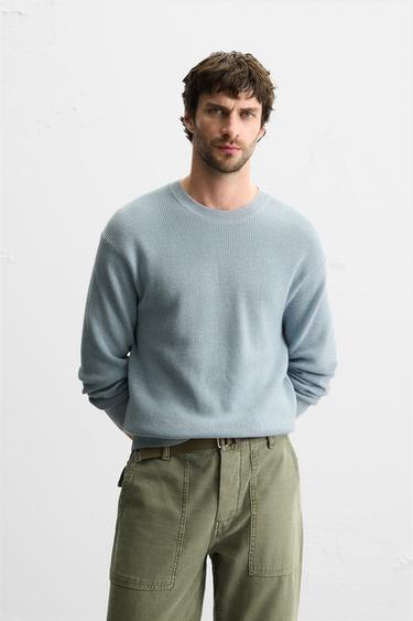 PURL KNIT SWEATER - Blue marl by Zara