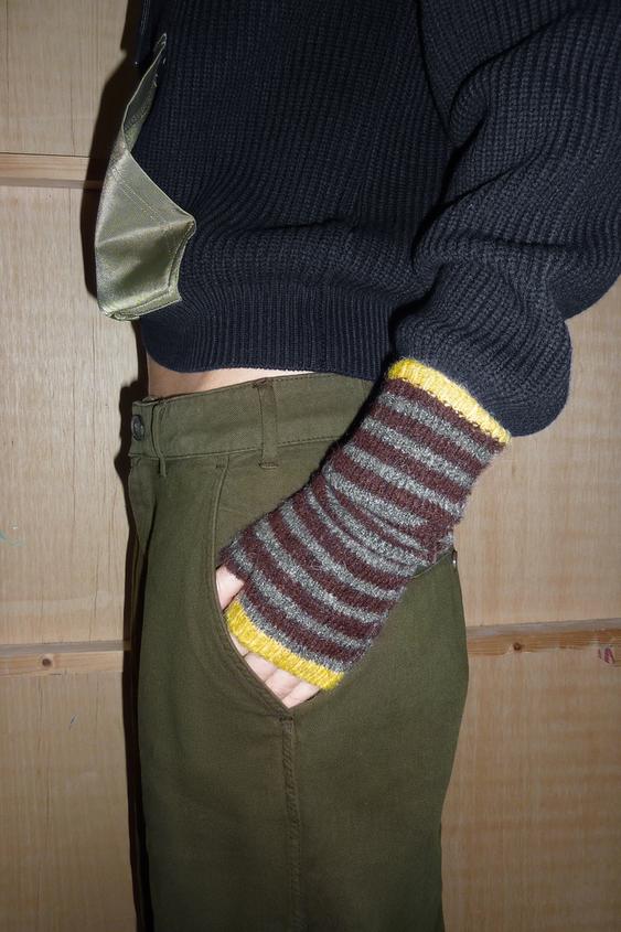 MITAINES RAYURES FINITIONS CONTRASTE - Marron de Zara - Image 0