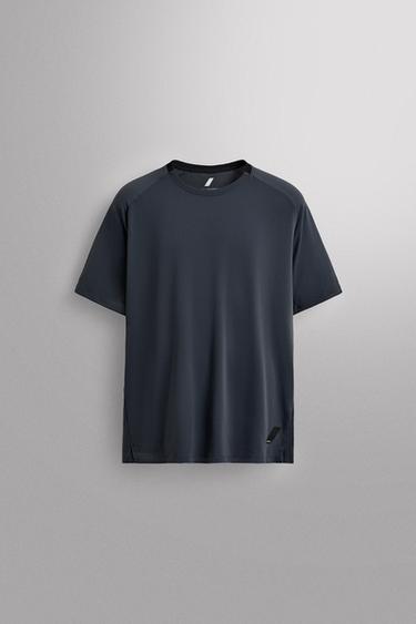 Zara TEXTURED TRAINING T-SHIRT - Navy blue