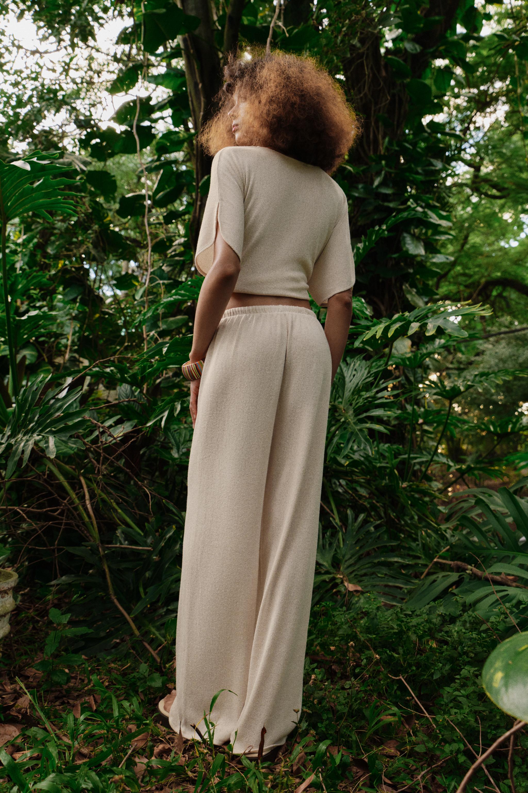 PANTALON RUSTIQUE À JAMBES LARGES