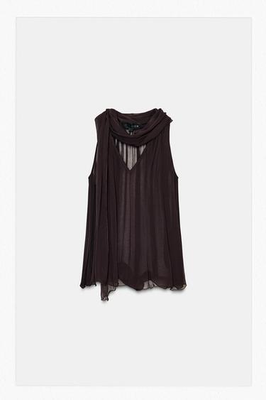 TOP HALTER LAZADA ZW COLLECTION - Marrón oscuro de Zara