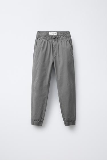 POPLIN JOGGER TROUSERS - Blue / Steel by Zara - Image 0