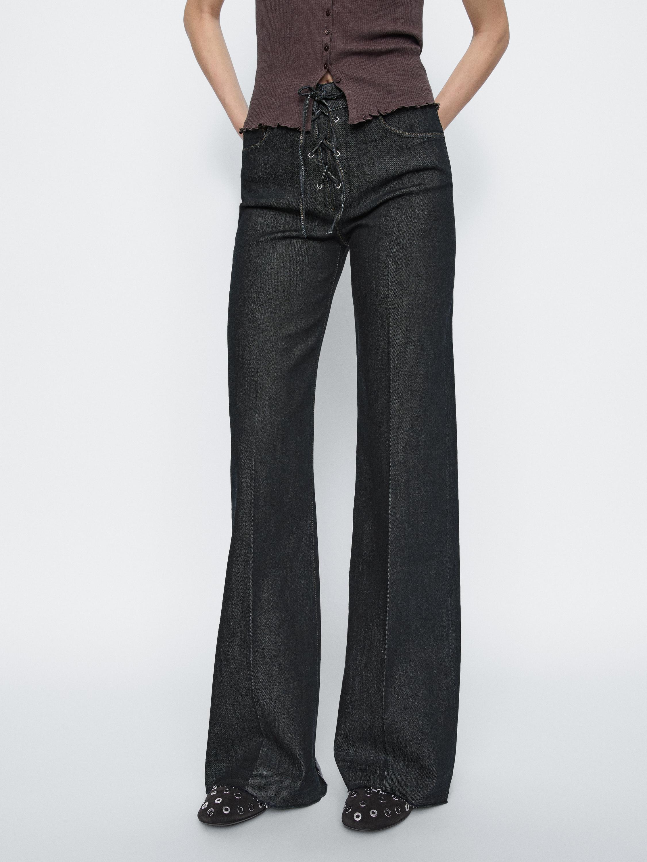 Flared high-waist jeans - Blue | ZARA United States