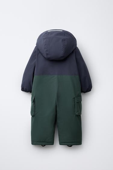 WATER-REPELLENT COLOUR BLOCK JUMPSUIT - Green by Zara