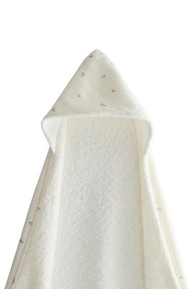 FLORAL HOODED BABY TOWEL - Ecru by Zara