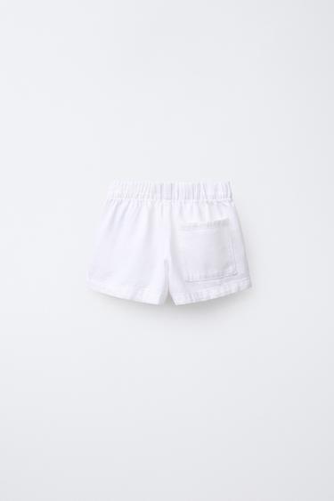 ELASTIC DENIM BERMUDA SHORTS - White by Zara - Image 1