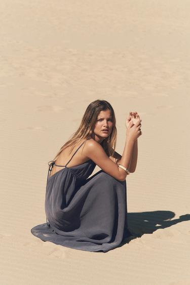 FLOWING STRAPPY MIDI DRESS - Charcoal grey by Zara - Image 2