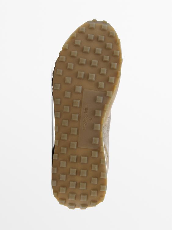 Contrast leather trainers