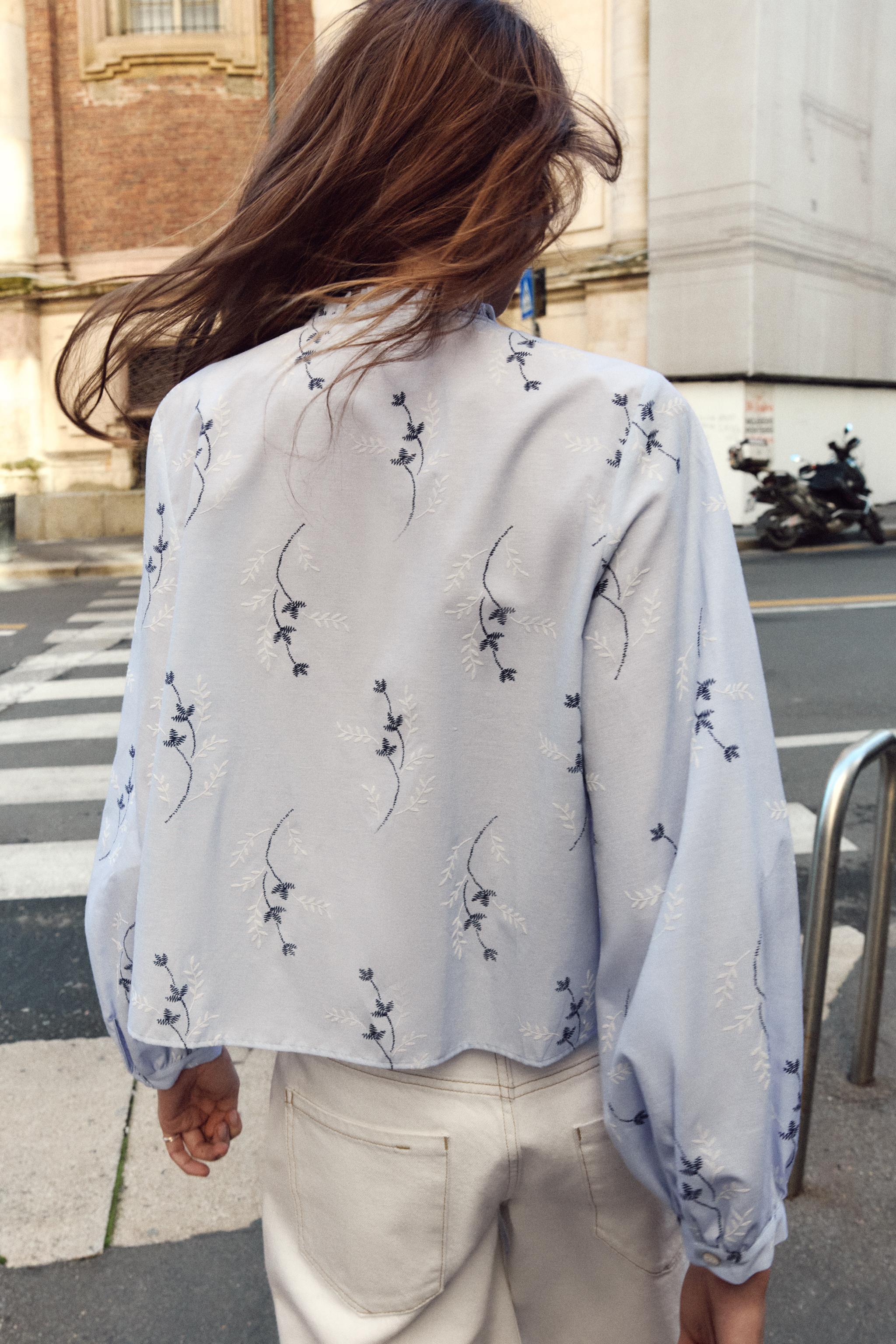 EMBROIDERED PRINT BLOUSE