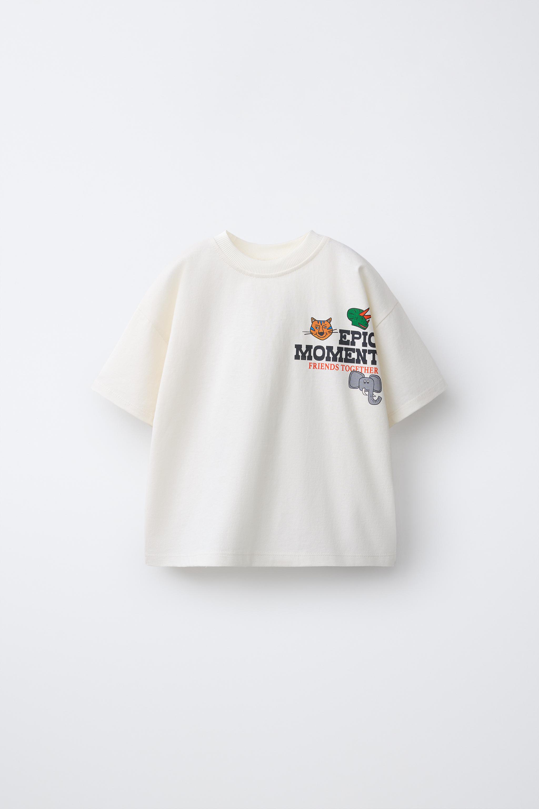 動物園アニマルプリントTシャツ - エクリュ | ZARA Japan / 日本