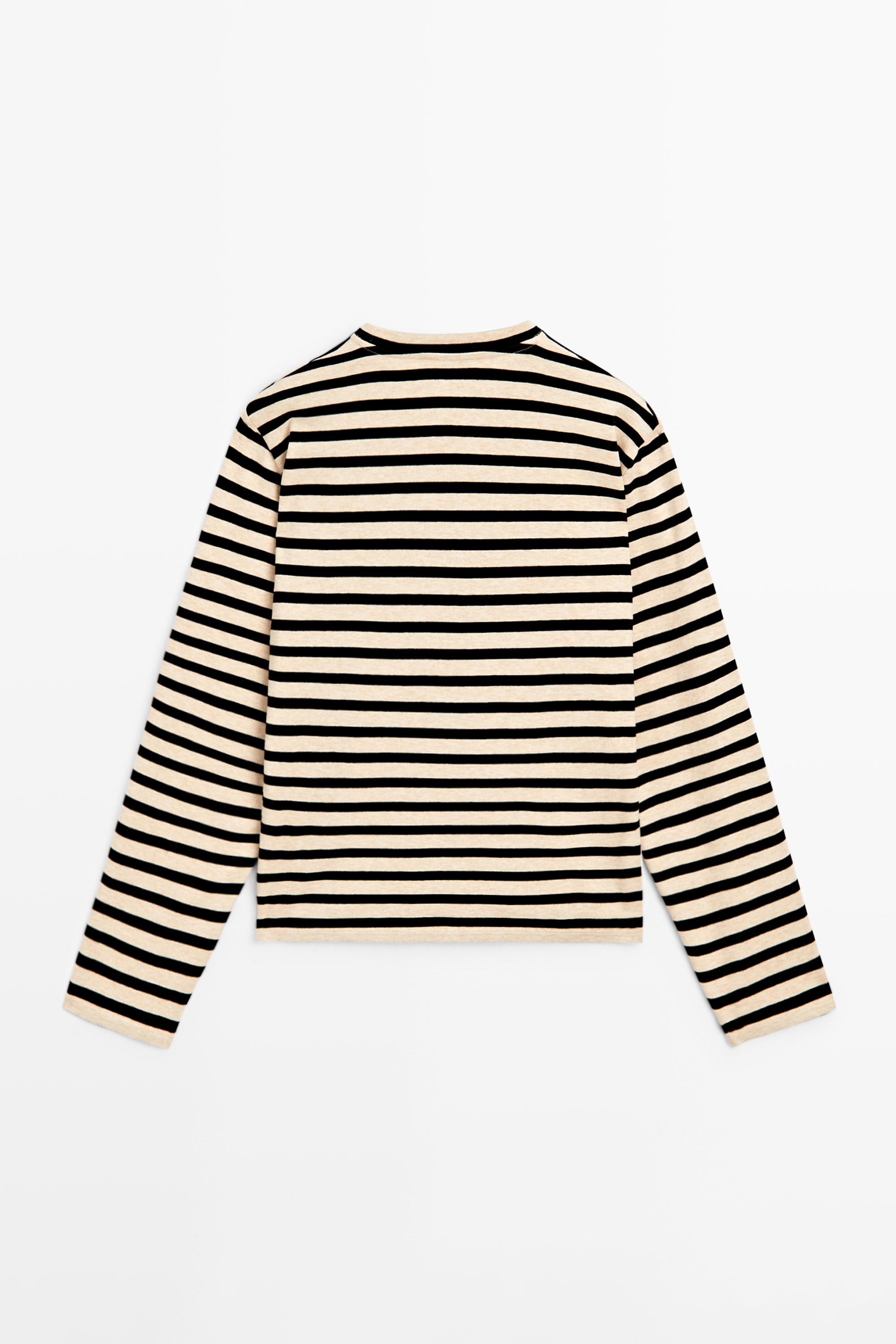 Oversize striped cotton blend T-shirt