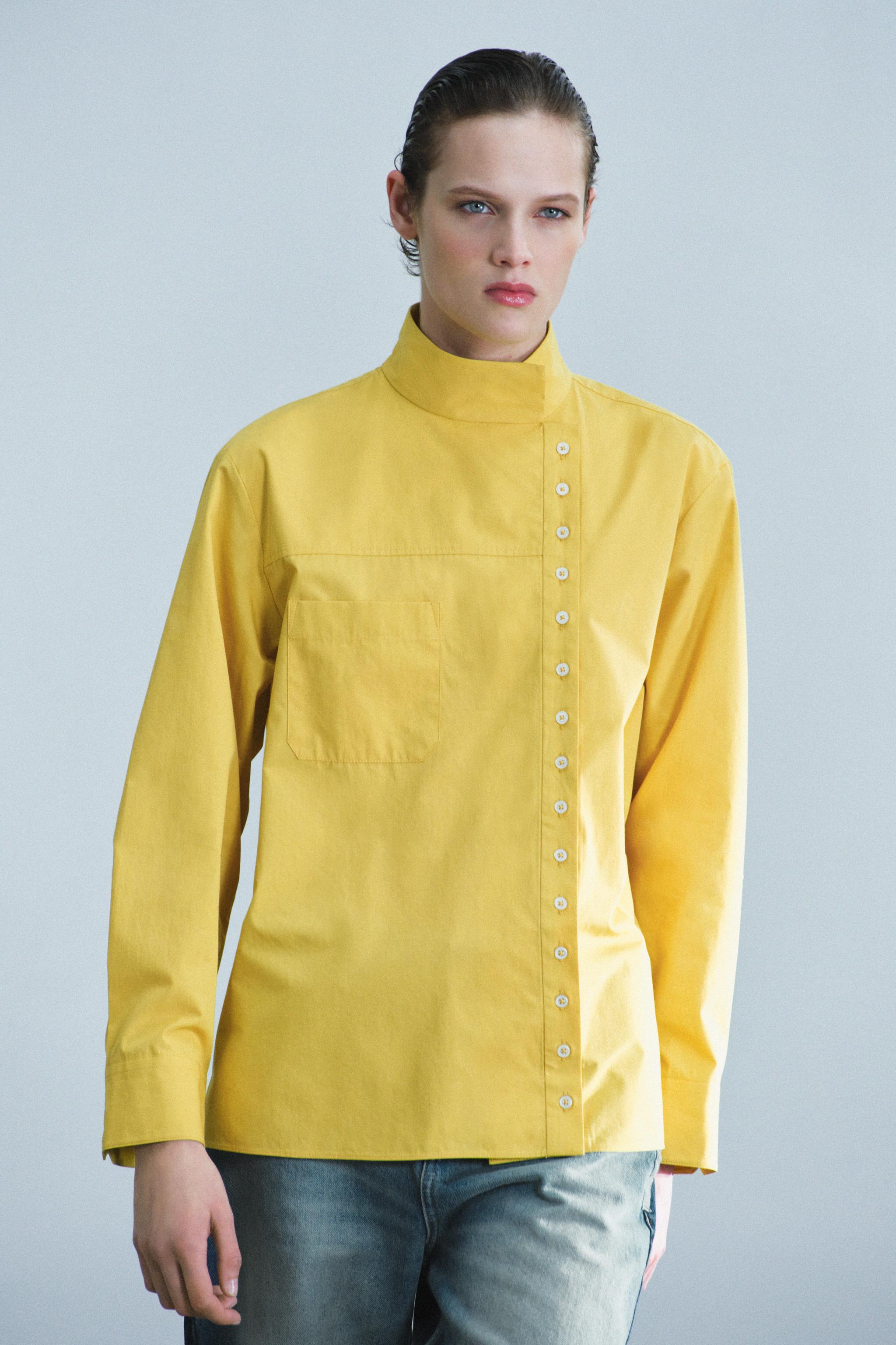 Zara ZW COLLECTION ÇAPRAZ KAPAMALI POPLİN GÖMLEK görsel 4