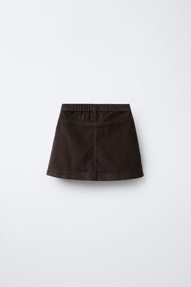 VELVET SKIRT WITH PIPING POCKETS - Brown by Zara - Image 1