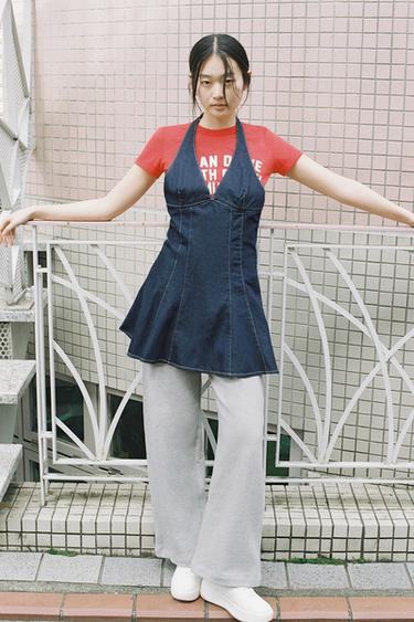 DENIM HALTER DRESS - Dark indigo by Zara - Image 0