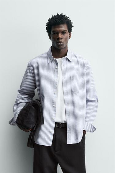 TEXTURED OXFORD SHIRT - Blue/White by Zara