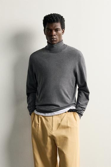 BASIC HIGH NECK JUMPER — Gray marl 2