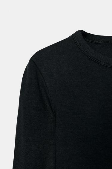 LONG SLEEVE T-SHIRT - Black by Zara - Image 7
