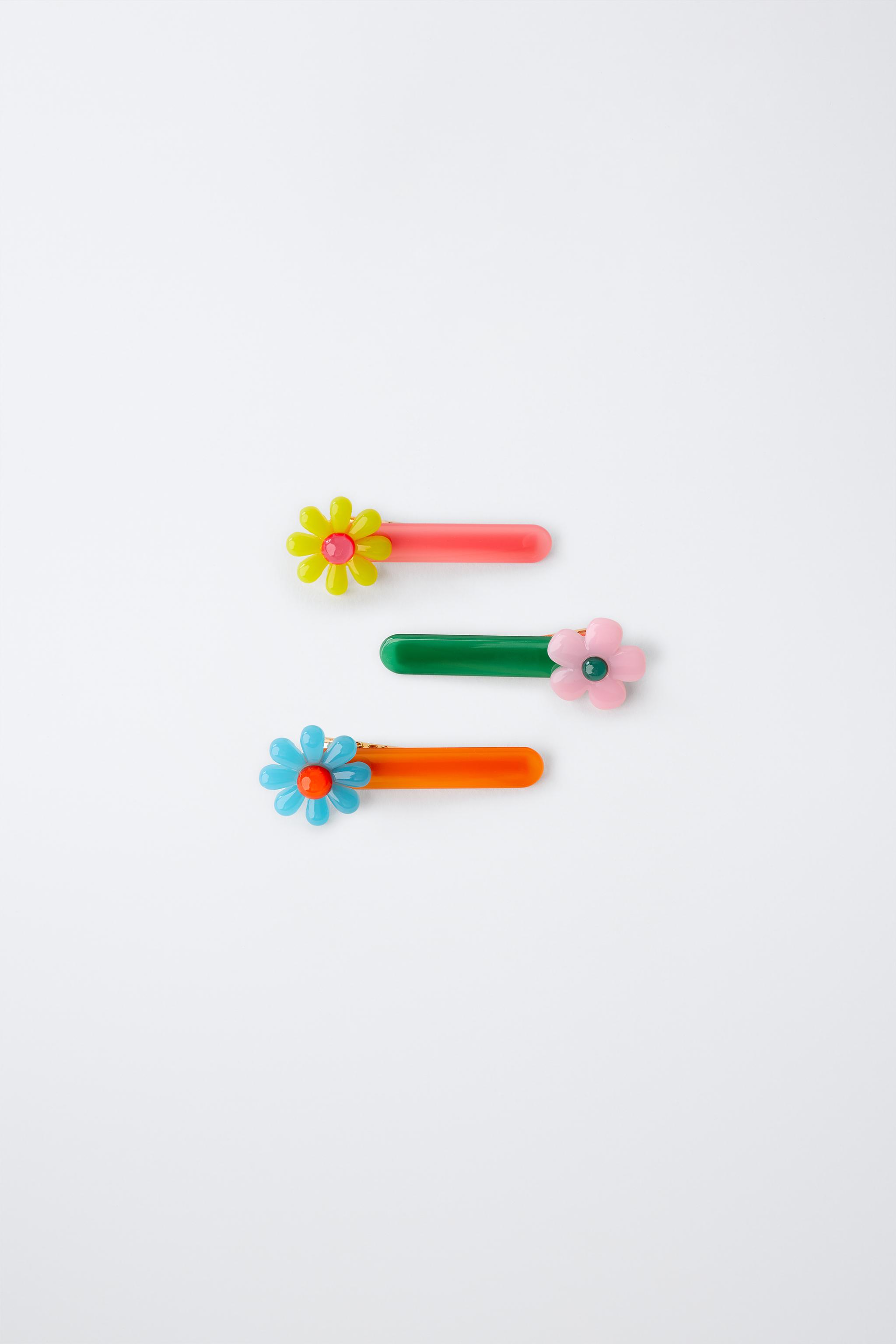 Детские аксессуары Zara PACK OF THREE FLORAL HAIR CLIPS