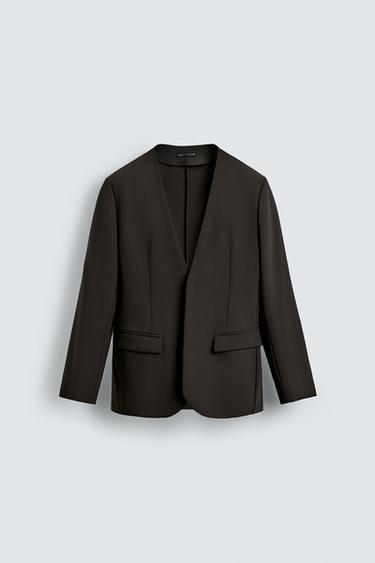 SUIT BLAZER WITH NO LAPELS - Brown by Zara