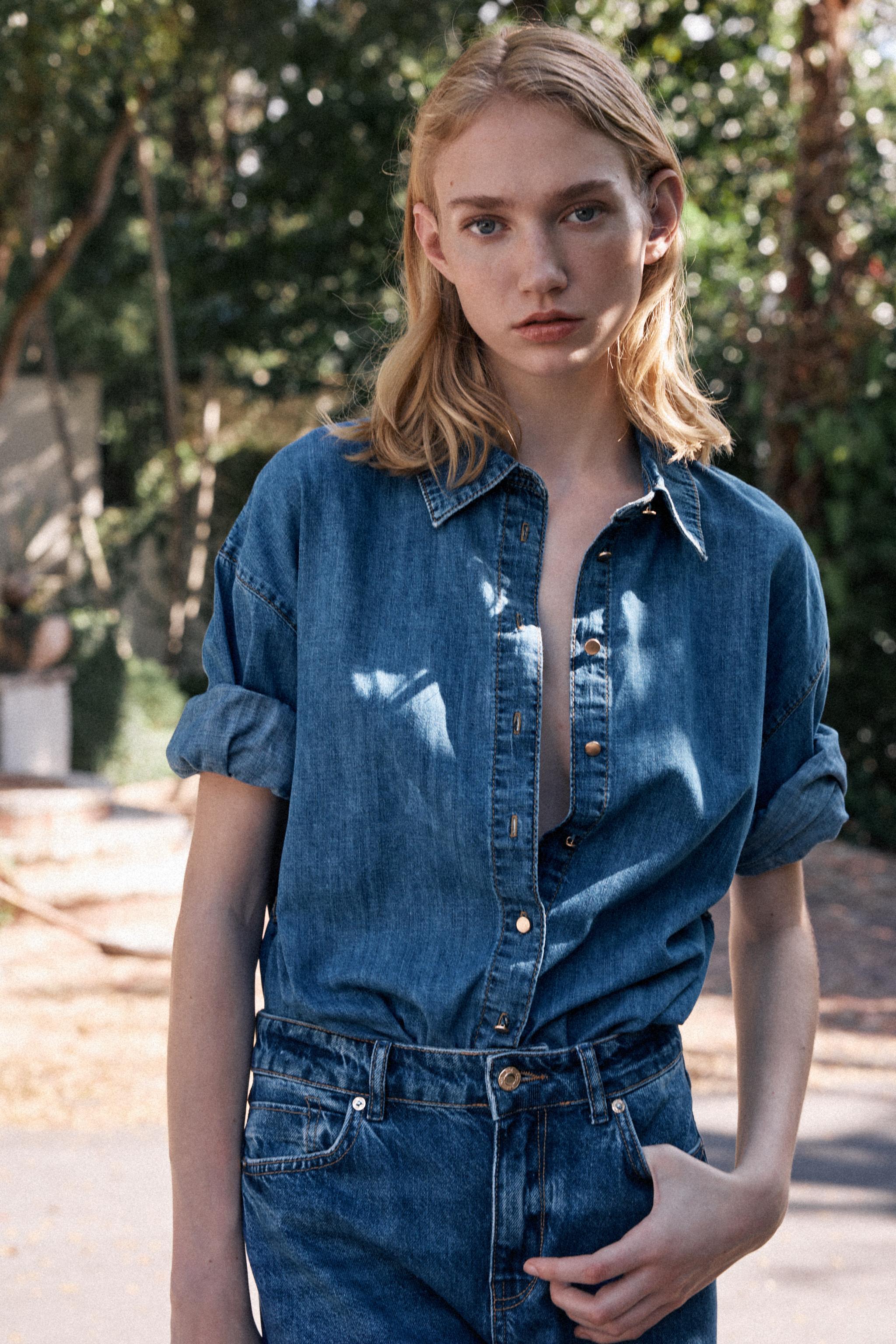 Z1975 デニムベルト付きシャツ - ミディアムブルー | ZARA Japan