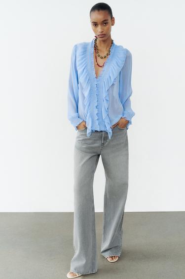 BURMALI BLUZKA - Havo rang Zara tomonidan - Tasvir 0