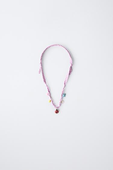 Zara GINGHAM BEAD NECKLACE - Mauve - Image 0