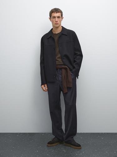Zara Double-layer wool jacket - Navy blue - Image 0