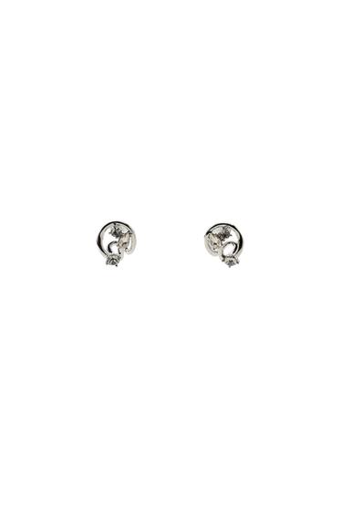 CIRCULAR METAL RHINESTONE EARRINGS - Silver by Zara