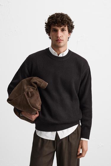 SUÉTER COM TEXTURA - Chocolate da Zara