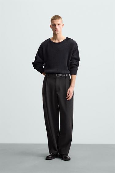 TEXTURED SWEATER WITH BUTTONS - Dark navy by Zara - Image 0