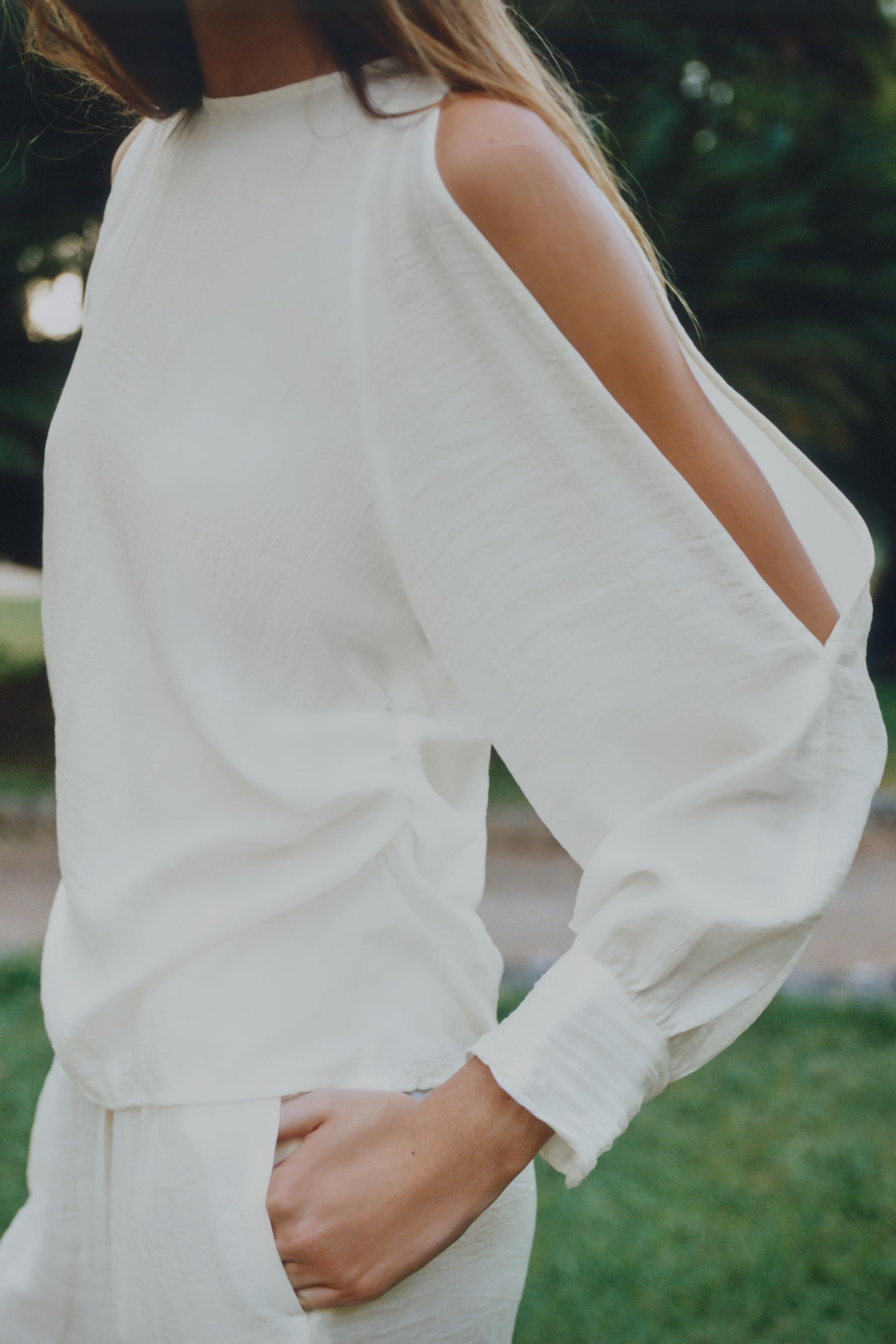 Женские блузки Zara BLOUSE WITH SLEEVE SLITS — фото 3