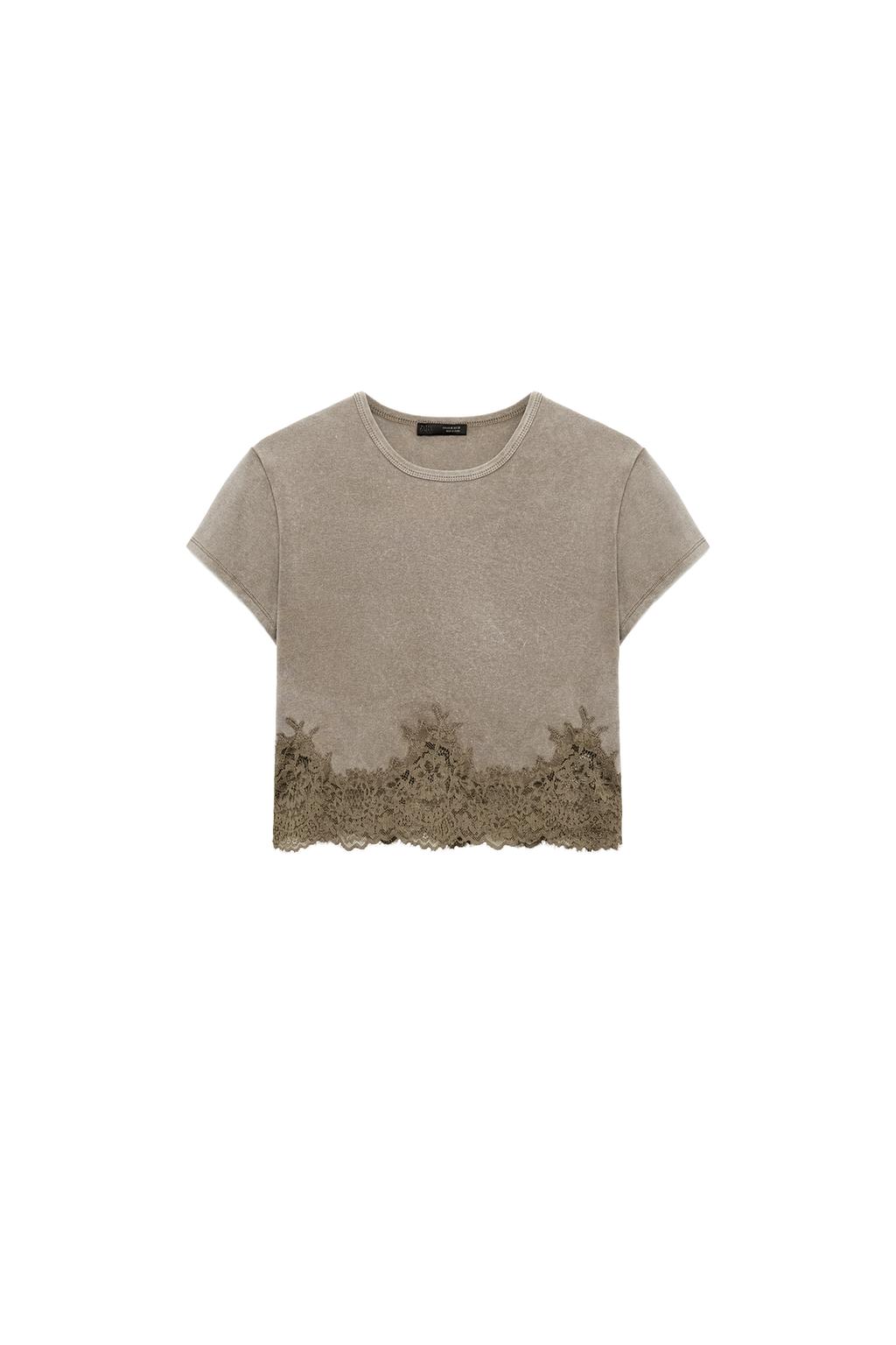 WASHED EFFECT LACE CROP TOP - image 3