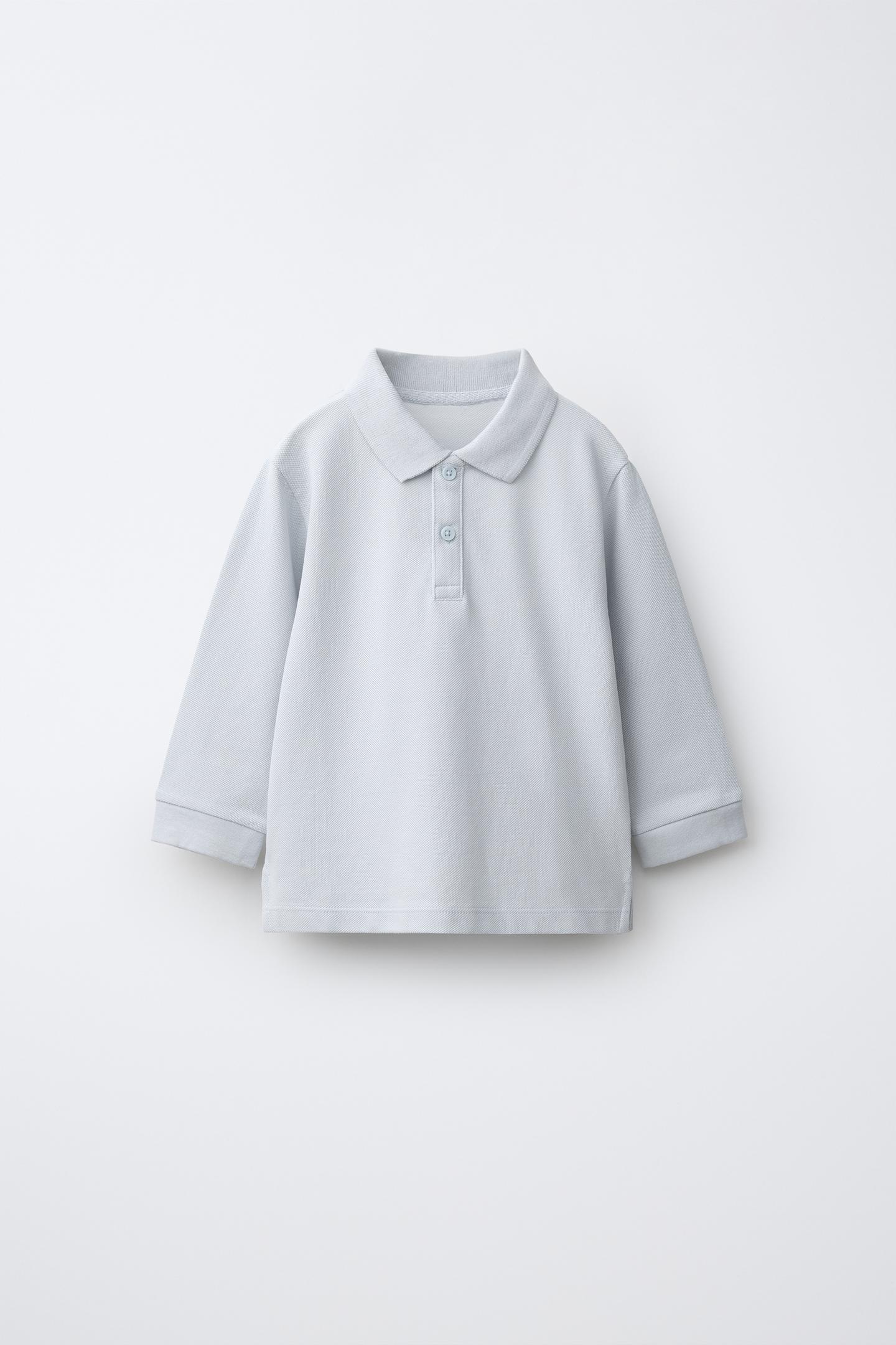 Детское поло Zara Solid PiquÉ Polo Shirt, цвет: Светлый синий