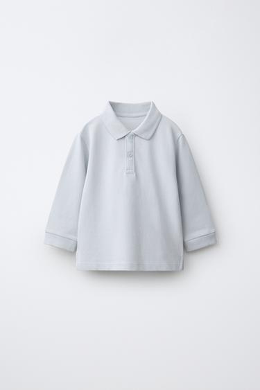 POLO PIQUÉ LISO - Azul claro de Zara